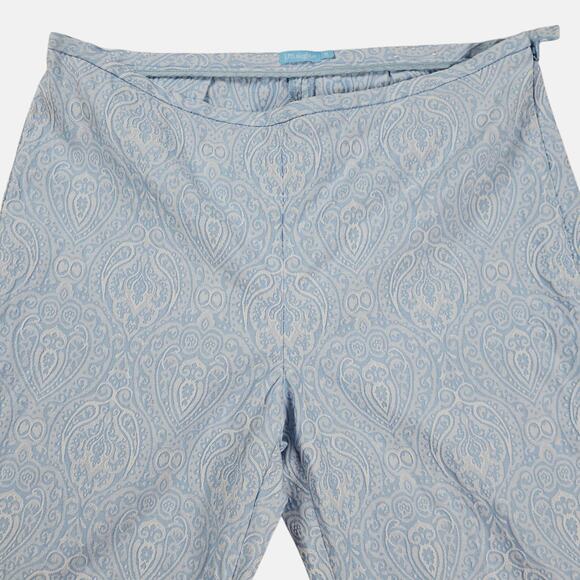 J McLaughlin Pants Womens Size 10 Blue White Jacquard Stretch Casual Career - Picture 3 of 14